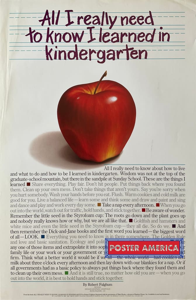 Load image into Gallery viewer, All I Really Need To Know Learned In Kindergarten Vintage Poster 23 X 354
