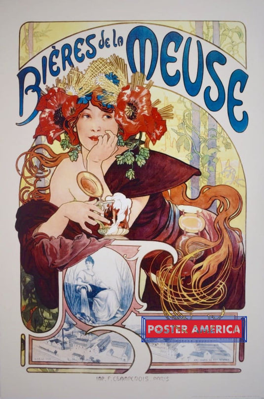 Alphonse Mucha Bieres De La Muese Art Reproduction Poster 24 X 36