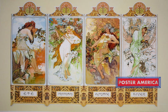 Alphonse Mucha The Four Seasons Art Reproduction Poster 24 X 36