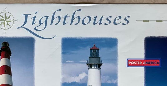 America Lighthouses Vintage Photography Slim Print 12 X 36