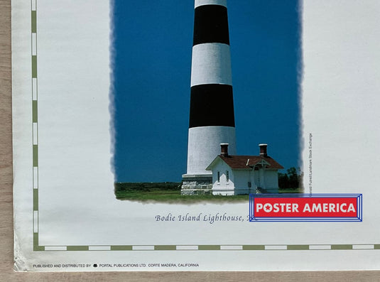 America Lighthouses Vintage Photography Slim Print 12 X 36