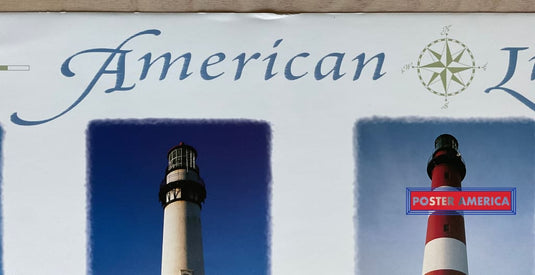 America Lighthouses Vintage Photography Slim Print 12 X 36