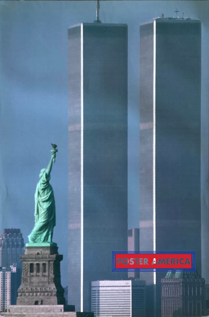 Load image into Gallery viewer, America Stands Tall With Statue Of Liberty And Wtc Towers Poster 24 X 36
