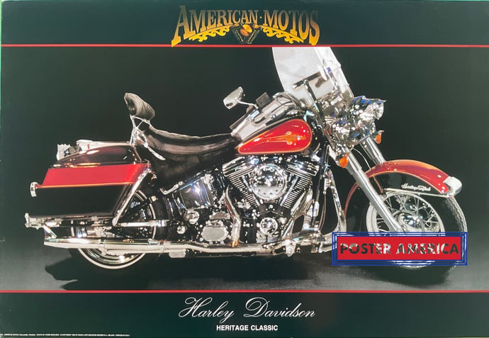 American Motos Harley Davidson Vintage Italian Import Motorcycle Poster 24 X 35