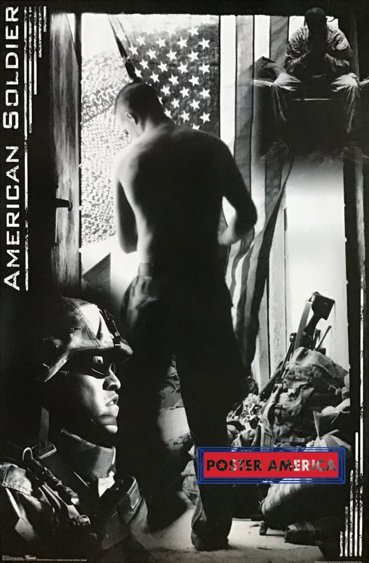American Soldier Black And White Photograph Poster 22.5 X 34