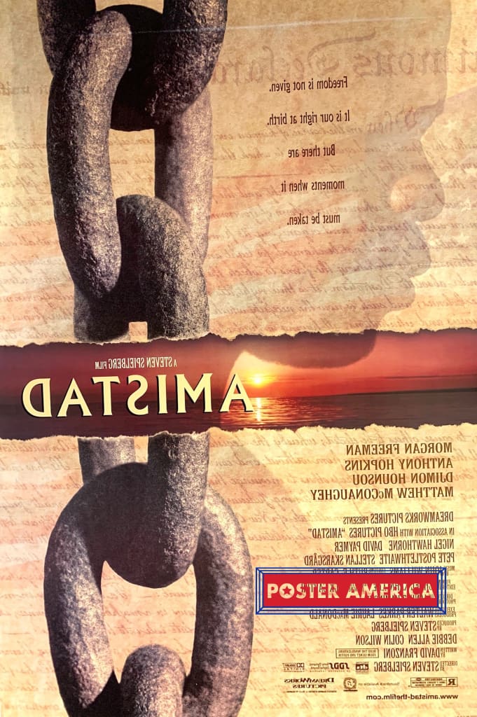 Load image into Gallery viewer, Amistad By Steven Spielberg Freedom Is Not Given Double Sided One Sheet Promo Poster 27 X 40
