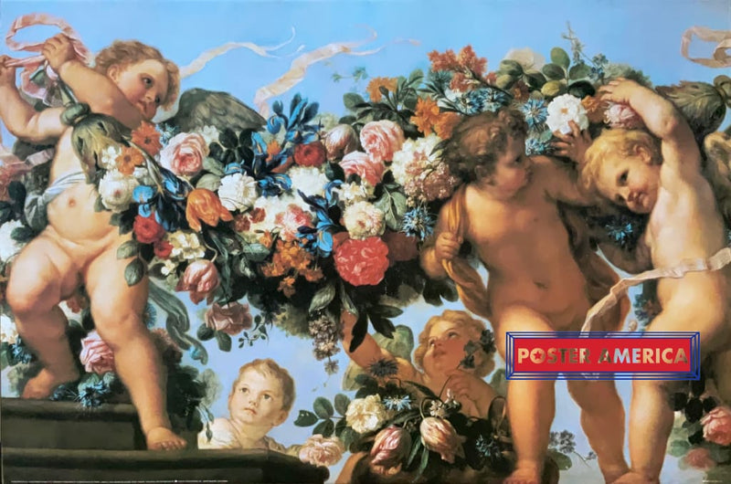 Load image into Gallery viewer, Amours Et Guirlande De Fleurs Dessus Porte Vintage 1994 Art Print 24 X 36 Vintage Fine Art Print
