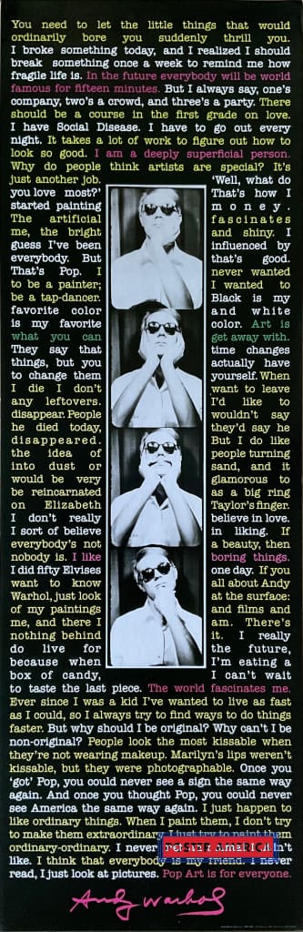 Load image into Gallery viewer, Andy Warhol Pop Art Is For Everyone Slim Print 12 X 36
