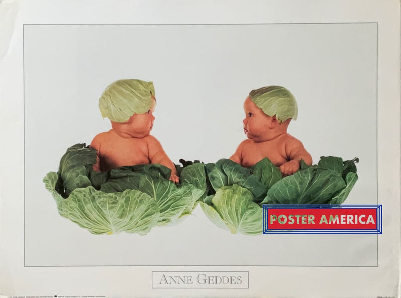 Load image into Gallery viewer, Anne Geddes Babies In Cabbage Art Vintage 1993 Poster 18 X 24 Vintage Poster
