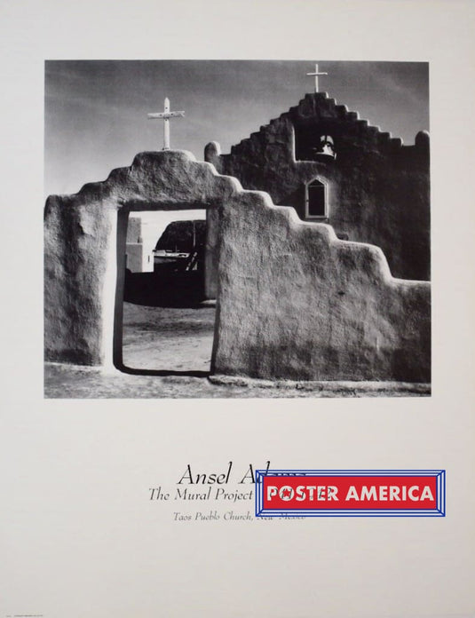 Ansel Adams The Mural Project Taos Pubelo Church New Mexico Poster Print 22 X 28