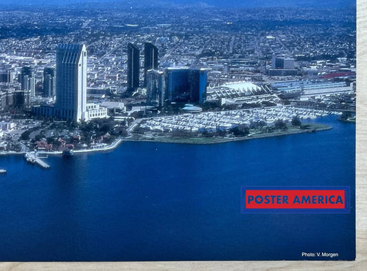 Arial View Of Downtown San Diego Vintage Scenic Photography Slim Print 11 X 28