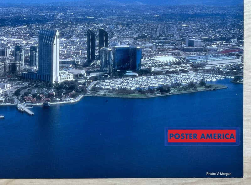 Load image into Gallery viewer, Arial View Of Downtown San Diego Vintage Scenic Photography Slim Print 11 X 28
