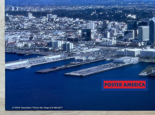 Arial View Of Downtown San Diego Vintage Scenic Photography Slim Print 11 X 28