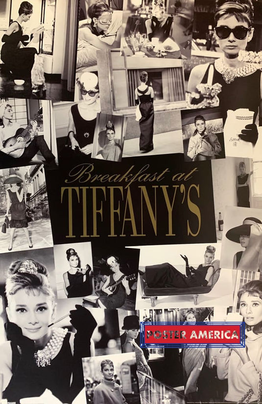 Audrey Hepburn Breakfast At Tiffanys Black & White Collage Poster 24 X 36