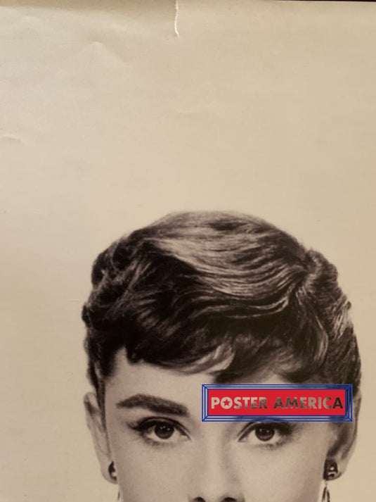 Audrey Hepburn Horizontal Modeling Shot Vintage Poster 24 X 36 Black & White On Hands