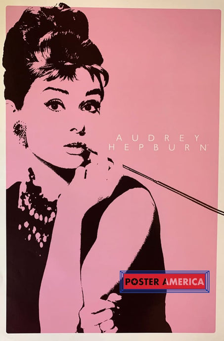 Audrey Hepburn Pink Silhouette Poster 24 X 36