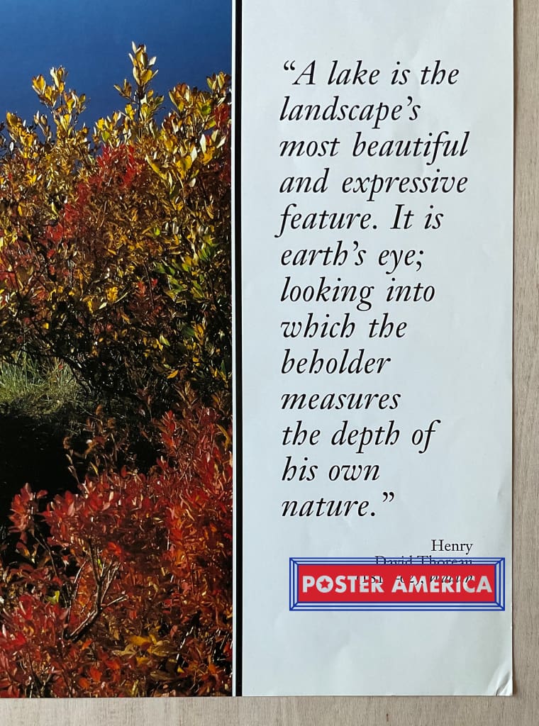Load image into Gallery viewer, Autumn Landscape Henry David Thoreau Vintage 1990 Quote Poster 24 X 35
