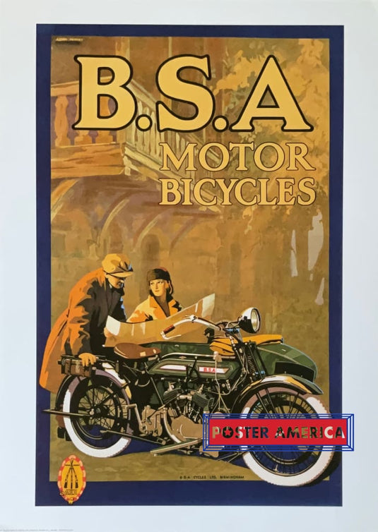 B.s.a Motor Bicycles Italian Import Enthusiast Art Poster 19.6 X 27.5