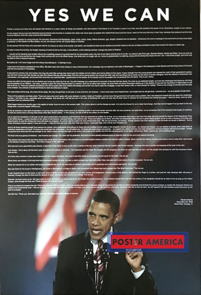 Barack Obama Yes We Can Speech Poster 24 x 36 – PosterAmerica