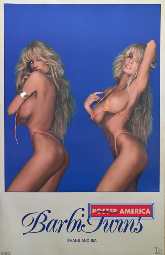Barbi Twins Shan And Sia Vintage 1989 Poster 22 X 34.5 Playboy Models