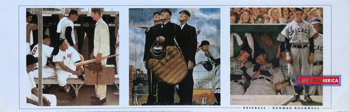 Baseball By Norman Rockwell 3 In 1 Art Print 12 X 36 Fine