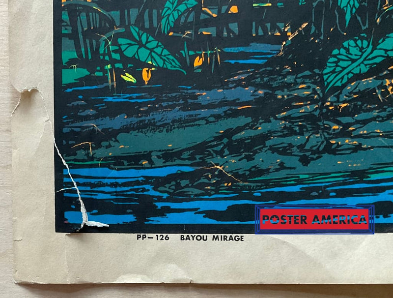 Load image into Gallery viewer, Bayou Mirage Vintage Black Light Poster 23 X 35
