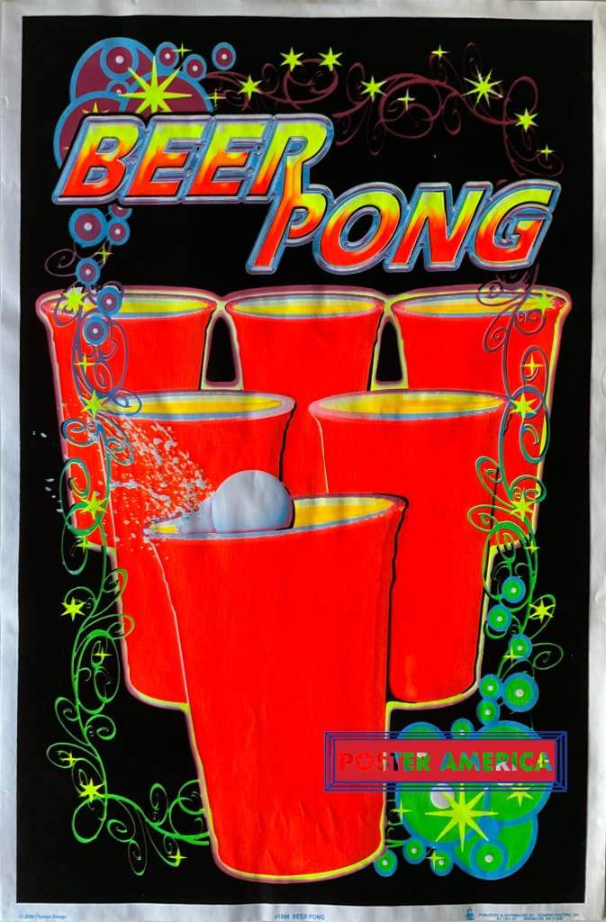 Load image into Gallery viewer, Beer Pong Novelty Black Light Poster 23 X 35
