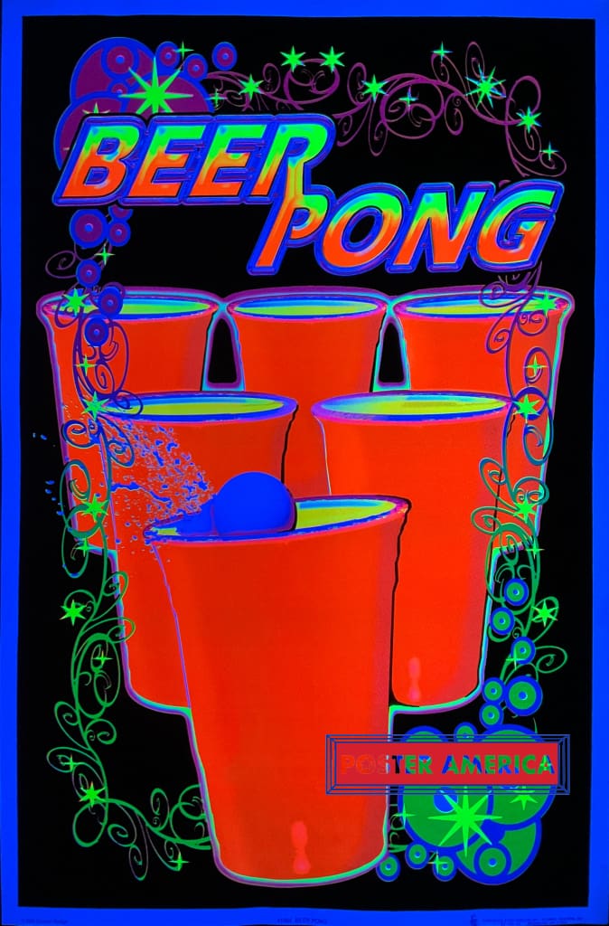 Load image into Gallery viewer, Beer Pong Novelty Black Light Poster 23 X 35
