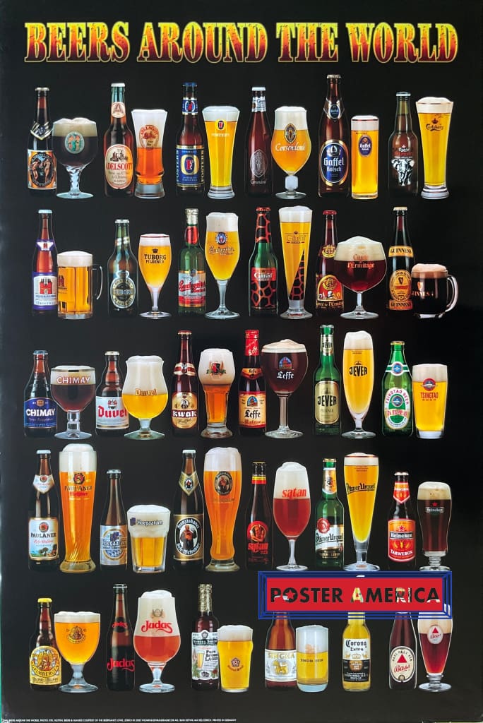 Load image into Gallery viewer, Beers Around The World Vintage Novelty Poster 24 X 36
