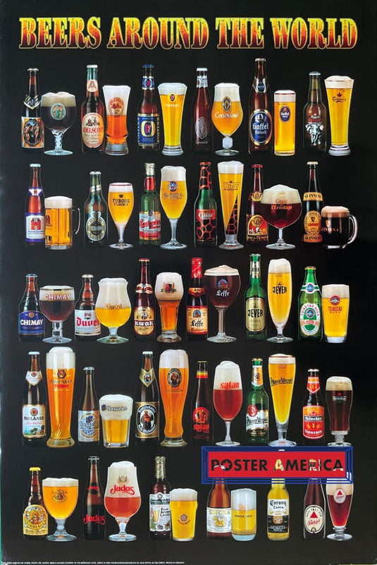 Beers Around The World Vintage Novelty Poster 24 X 36