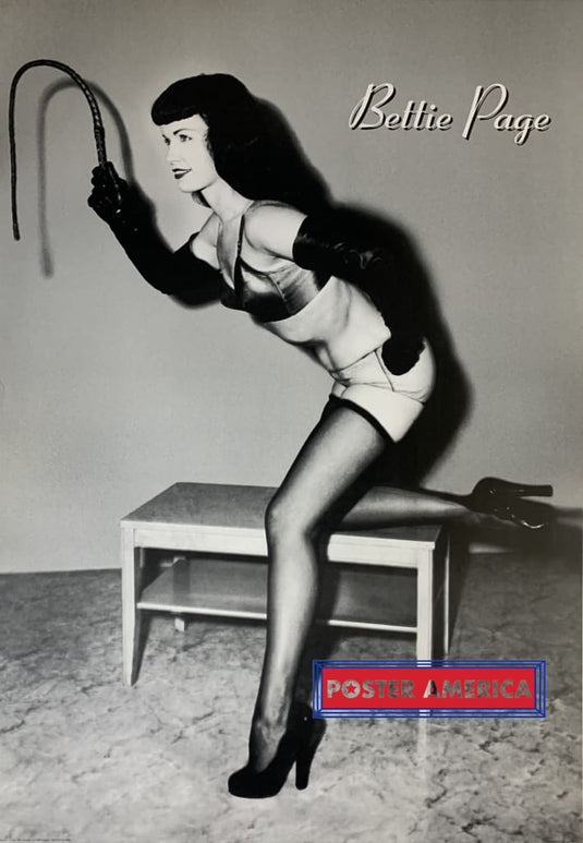 Bettie Page Whip Black & White Poster 24 X 34 Vintage Poster