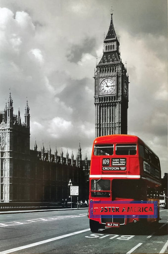 Big Ben With Red Double Decker Busses In London 2008 24 X 36 Poster