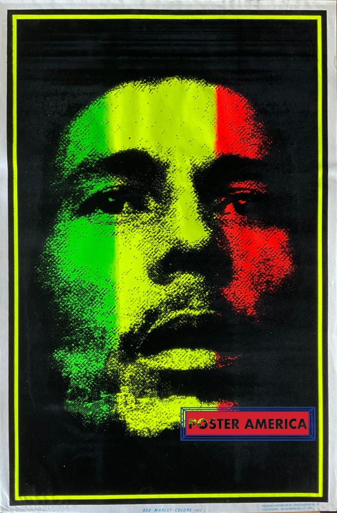 Load image into Gallery viewer, Bob Marley Colors Vintage 1991 Black Light Poster 23 X 35
