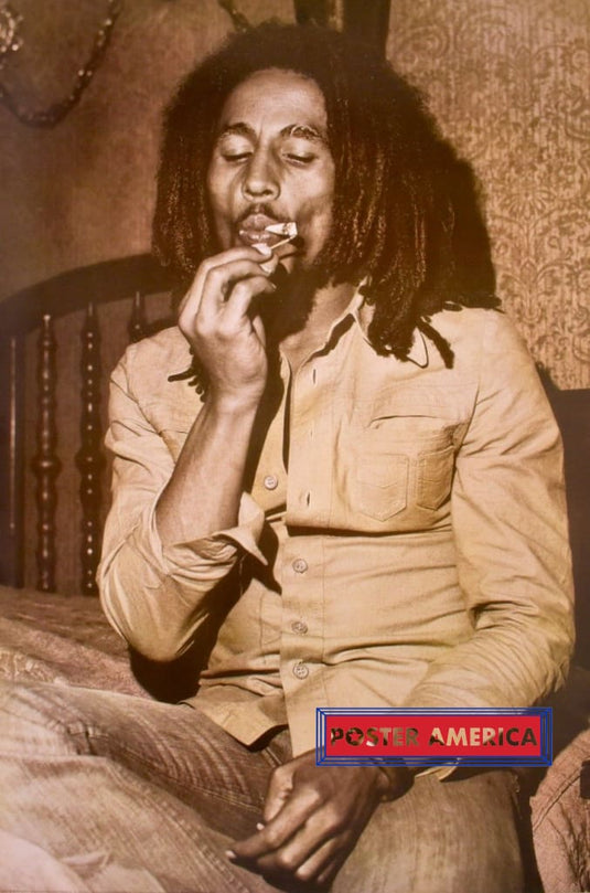 Bob Marley Lighting Joint In Sepia Poster 24 X 36 Vintage Poster