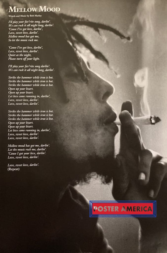 Bob Marley Mellow Mood Lyrics 1992 Vintage Poster 24 X 36