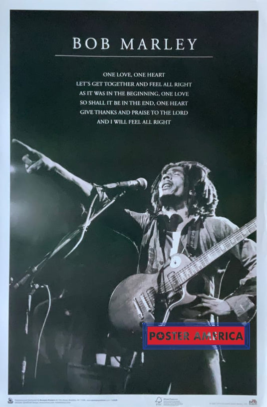 Bob Marley One Love Lyrics 2008 Poster 24 X 36