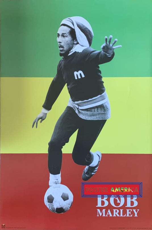 Bob Marley Playing Soccer Rasta Poster 24 X 36