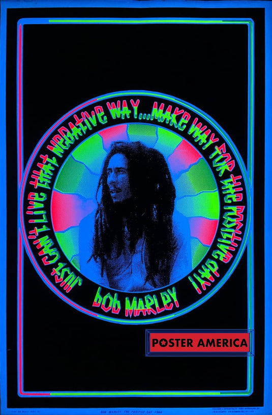 Bob Marley The Positive Day Vintage 1993 Black Light Poster 23 X 35