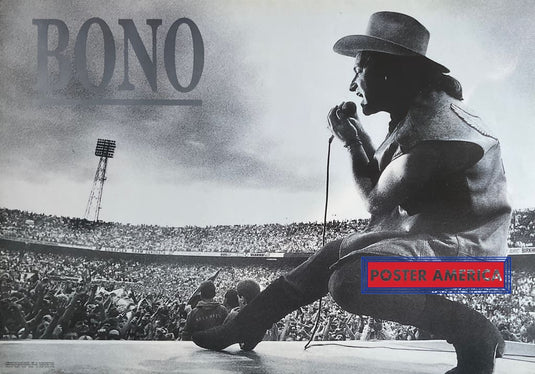 Bono At Wimbledon Stadium Vintage Black & White Poster 24 X 34 Bono Title Is Grey
