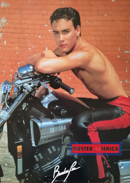 Brandon Lee On Yamaha Motorcycle Vintage 1986 Poster 23 X 32