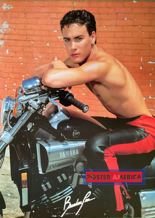 Brandon Lee Sitting On A Motorcycle Vintage Celebrity Poster 23 X 32