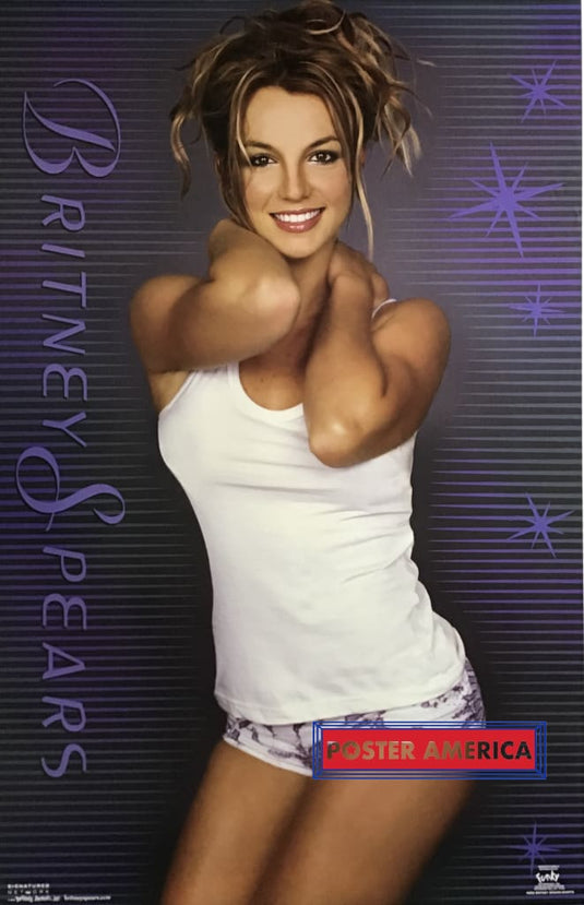 Britney Spears White Tank Top And Short Shorts Closeup Shot Vintage Poster 22.5 X 34.5