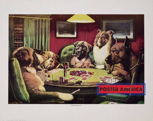 M Coolidge A Bold Bluff Dogs Playing Poker Art Print 16 X 20 Fine
