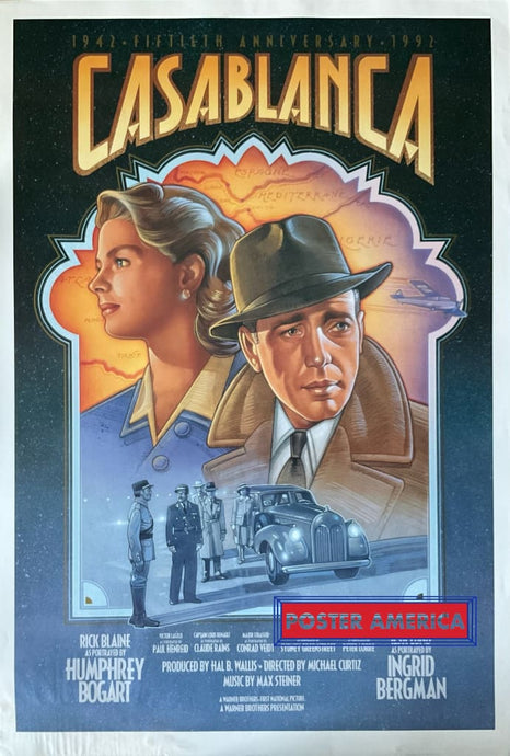 Casablanca Fiftieth Anniversary 1942 - 1992 One Sheet Poster 27 X 39.7 One Sheet
