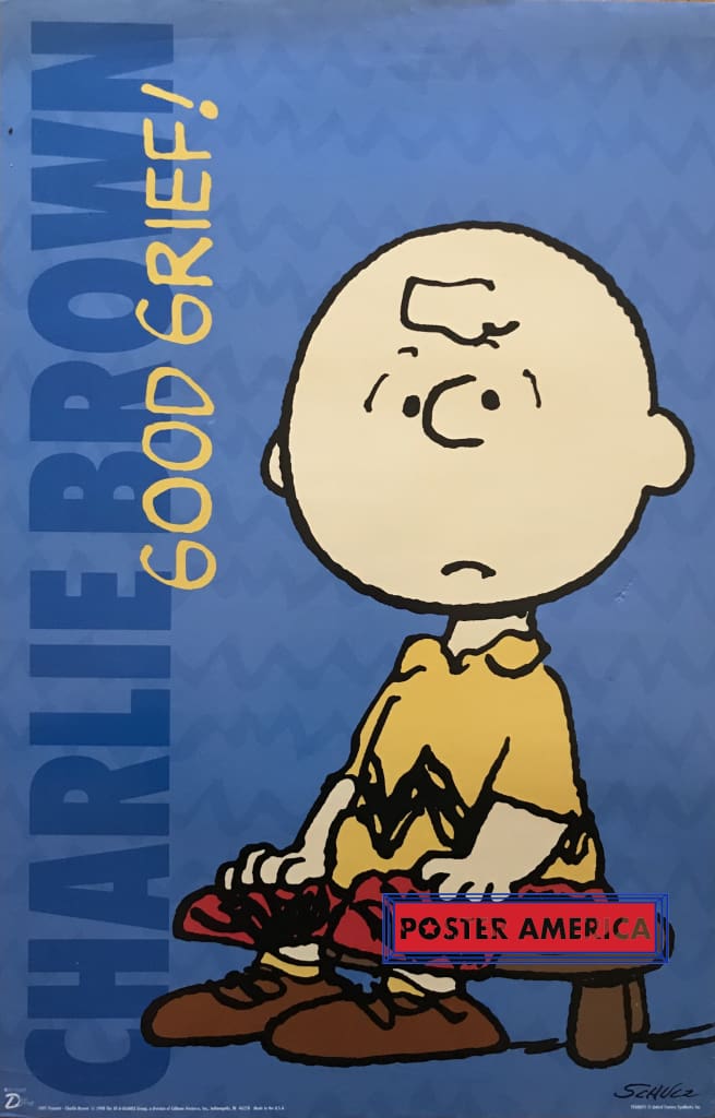 Load image into Gallery viewer, Charlie Brown Good Grief Vintage 1998 Poster 22 X 34 Peanuts Schulz
