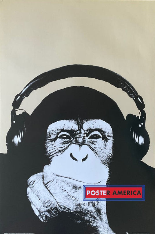 Chimpanzee Headphones By Steez Poster 24 X 36