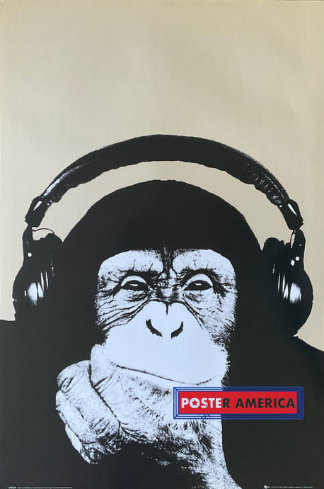Chimpanzee Headphones By Steez Poster 24 X 36