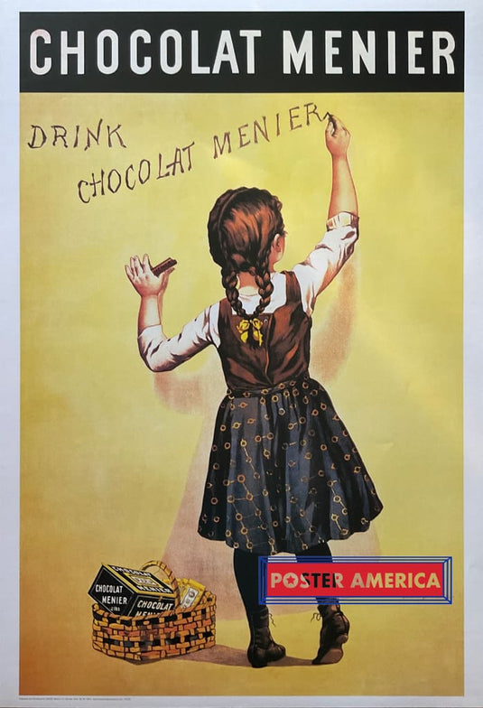 Chocolat Menier Vintage Reproduction French Advertising Poster 24 X36 Girl Drawing With