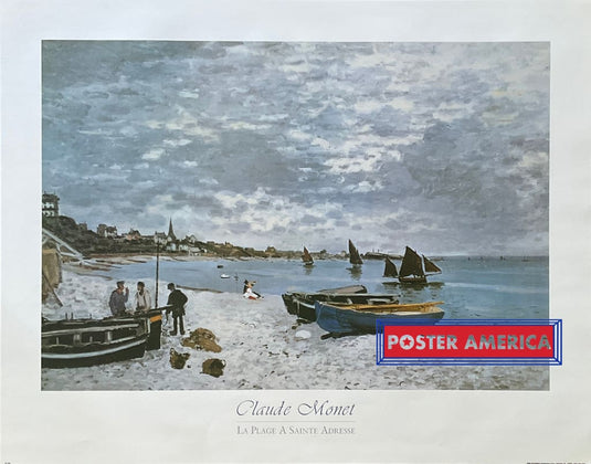 Claude Monet La Plage A Sainte Adresse Vintage Art Print 22 X 28 Posters Prints & Visual Artwork