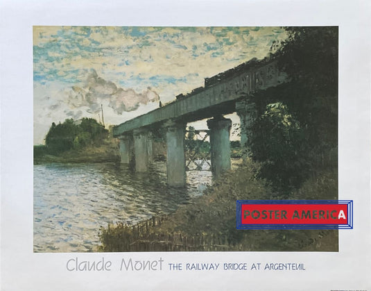 Claude Monet The Railway Bridge At Argenteuil Vintage Art Print 22 X 28 Posters Prints & Visual